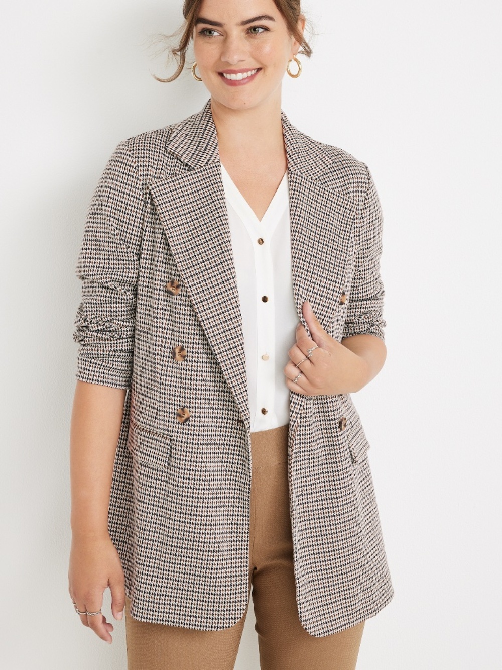 Maurices Houndstooth Boyfriend Blazer NWT Size 2X - Picture 1 of 4